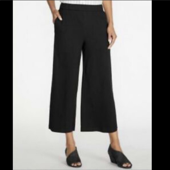Eileen Fisher Pants - EILEEN FISHER-Black Crop Lightweight Knit Pants-S
